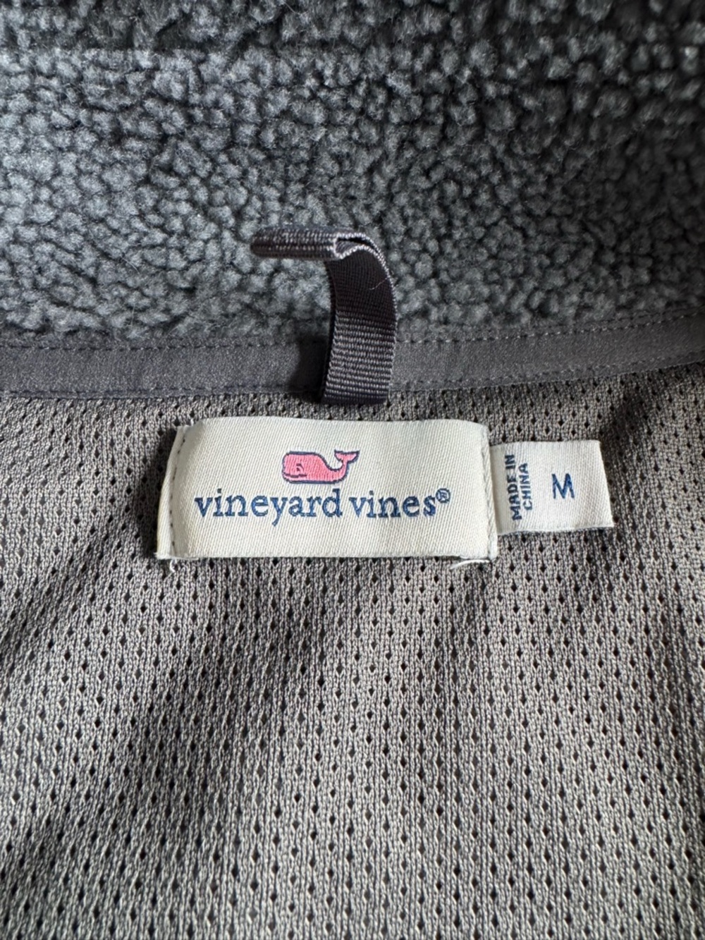 Vineyard Vines Sherpa Fleece Quilted Vest Preppy Gray Full Zip Medium - Picture 3 of 12